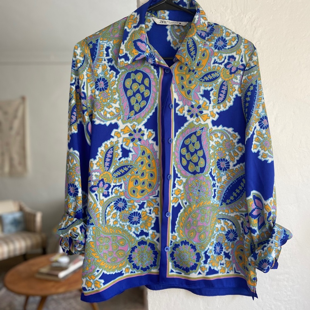 Zara paisley psychedelic print blouse